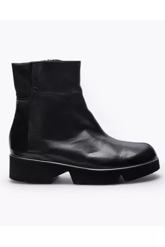 Bottines en cuir avec empiècement en stretch 40