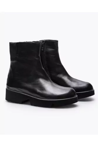 Bottines en cuir avec empiècement en stretch 40