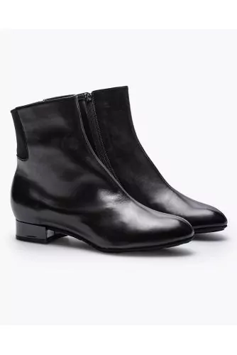 Nappa leather boots and stretch fabric with zip and yoke