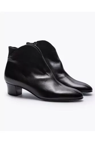 Bottines en cuir nappa et tissu stretch avec fermeture éclair 35