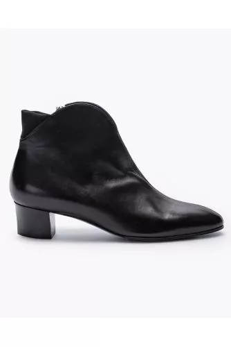 Bottines en cuir nappa et tissu stretch avec fermeture éclair 35