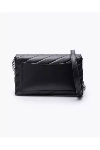 Leather wallet-bag with metal chain and logo