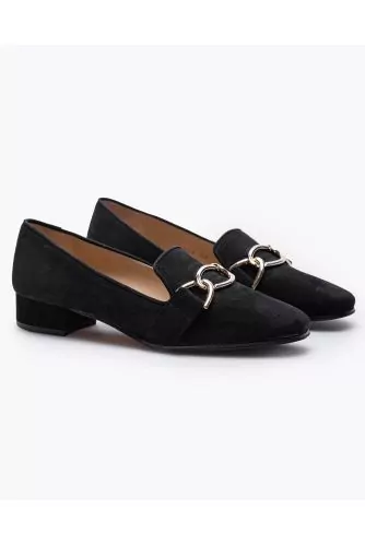 Mocassin empeigne lisse Jacques Loup noir gros maillons dorés tal. 30 pour femme