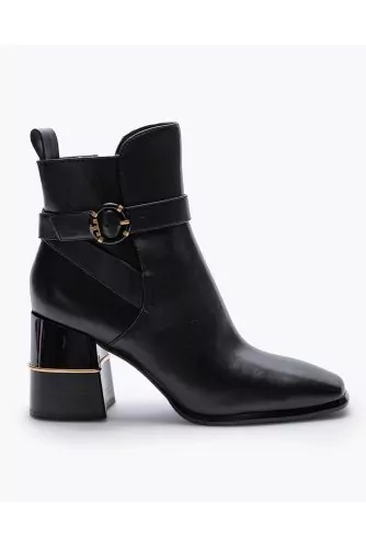 Logo Buckle Boot - Leather boots with logo buckle 75