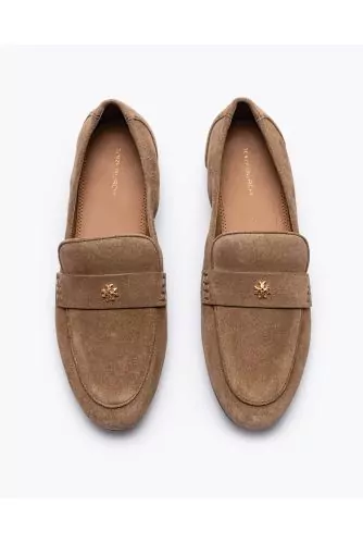Ballet Loafer - Mocassins en croûte de cuir avec patte et logo-bijoux doré