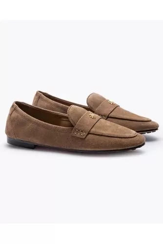 Ballet Loafer - Mocassins en croûte de cuir avec patte et logo-bijoux doré