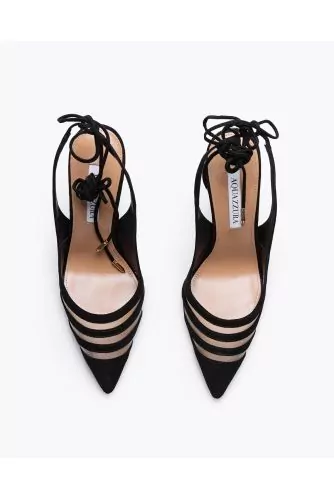 Cut-shoes in leather with tulle and suede cut-outs 105