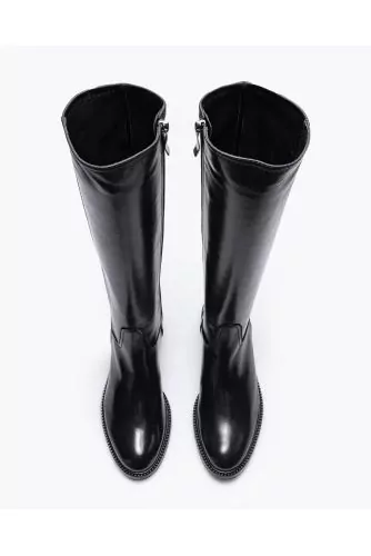 Bottes en cuir nappa avec jambe stretch et fermeture éclair 30