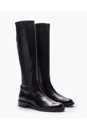 Bottes en cuir nappa avec jambe stretch et fermeture éclair 30