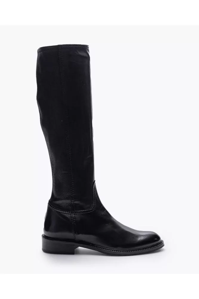 Bottes en cuir nappa avec jambe stretch et fermeture éclair 30