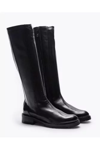 Bottes en cuir nappa avec empiècement en cuir stretch 35