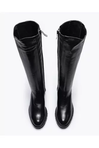 Nappa leather boots with stretch leather yoke 35