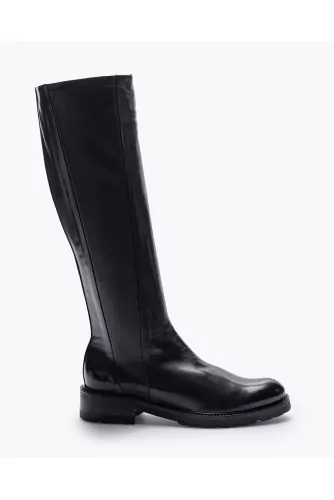 Nappa leather boots with stretch leather yoke 35