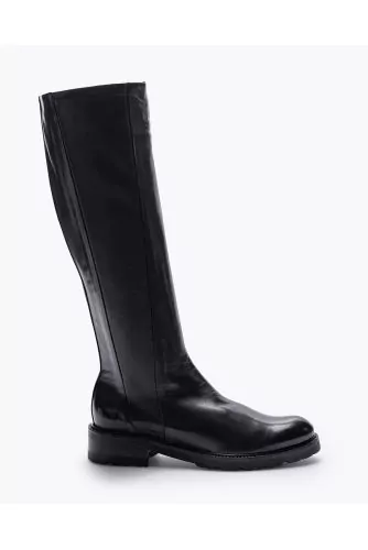 Bottes en cuir nappa avec empiècement en cuir stretch 35