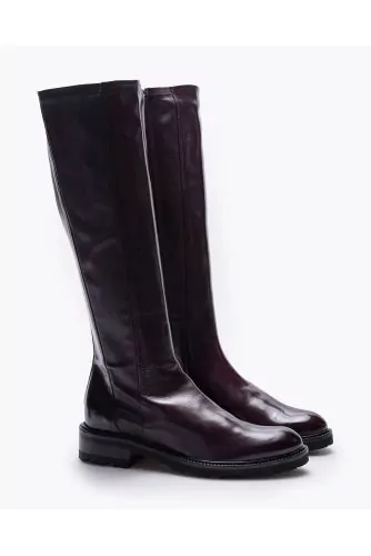 Bottes en cuir nappa avec empiècement stretch 35