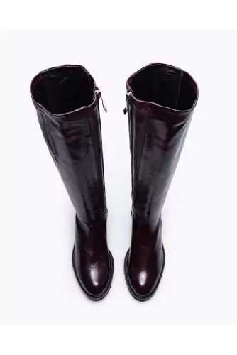 Bottes en cuir nappa avec empiècement stretch 35