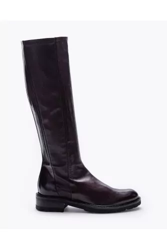 Bottes en cuir nappa avec empiècement stretch 35