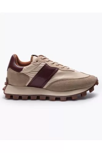 Giant Gommino - Leather and textile sneakers with large studs soles
