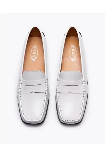 City Gommino - High glossy leather moccasins with decorative penny strap