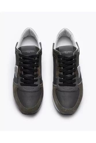 Tropez X - Split leather and leather sneakers with cut-outs and escutcheon 40