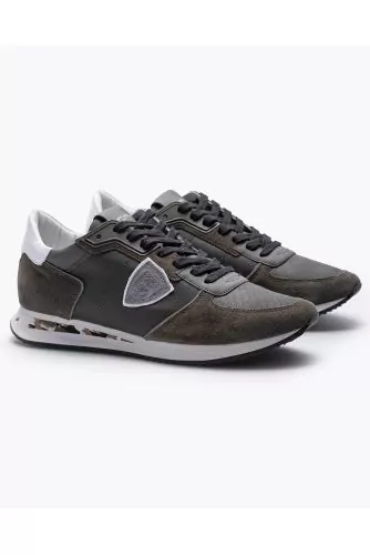 Tropez X - Split leather and leather sneakers with cut-outs and escutcheon 40