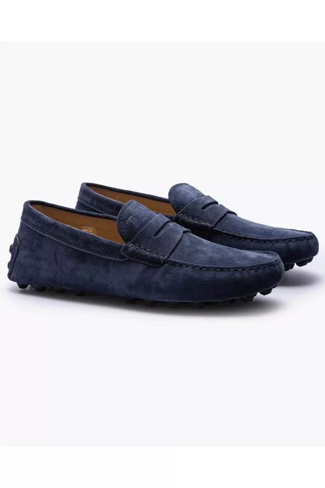 Tod s Macro Gommino Navy blue split leather loafers with large