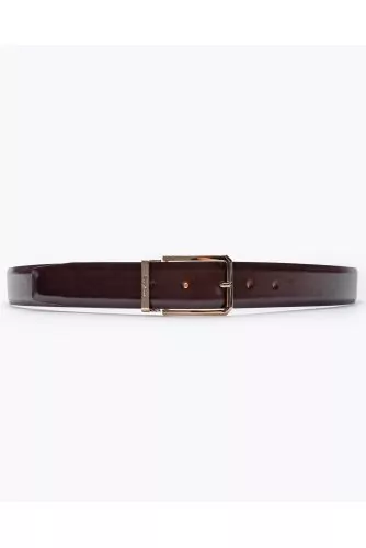 Patina leather belt with chrome buckle