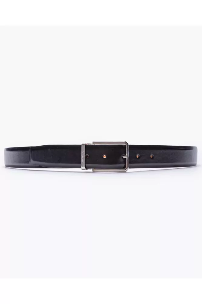 Ceinture en cuir patiné avec boucle en chrome