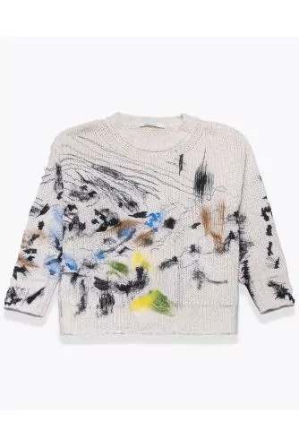 Cashmere sweater with handmade embroidery LS