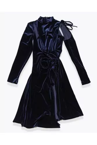 Velvet dress with open armholes LS