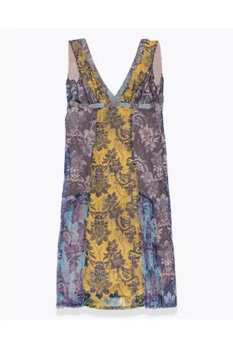 Chiffon dress with tapestry print