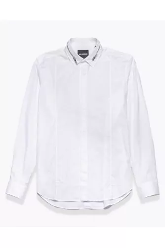 Stretch cotton poplin shirt with chrome zip collar