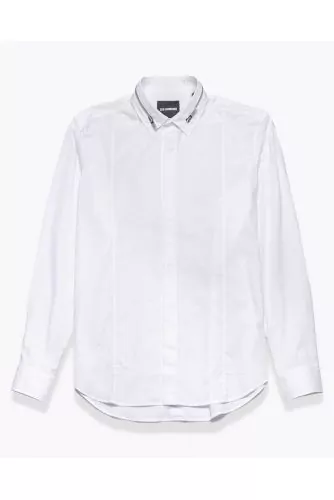 Chemise en popeline de coton stretch avec col à zip chromé