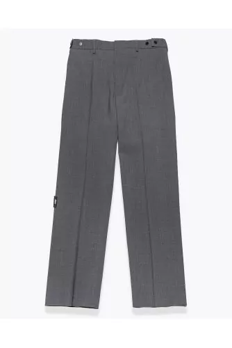 Wool straight pants with buttoning tab