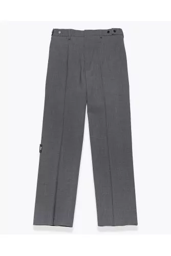 Pantalon en laine avec coupe droite et patte de bouttonage