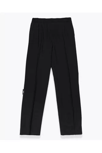 Straight wool trousers with elastic at the waist
