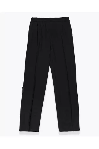 Pantalon en laine avec coupe droite et élastiques à la taille