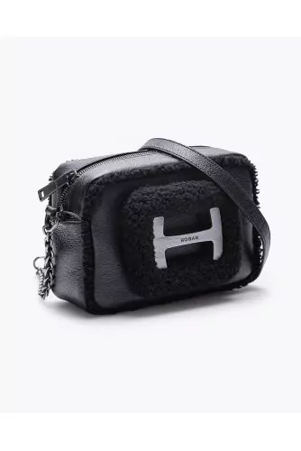 Camera Bag - Sac en cuir grainé et fausse fourrure avec logo H