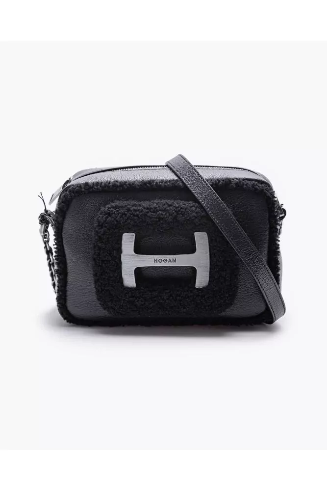 Camera Bag - Sac en cuir grainé et fausse fourrure avec logo H
