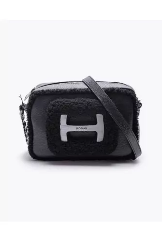 Camera Bag - Sac en cuir grainé et fausse fourrure avec logo H