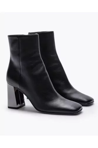 Bottines en cuir nappa à talons et bouts carrés 80