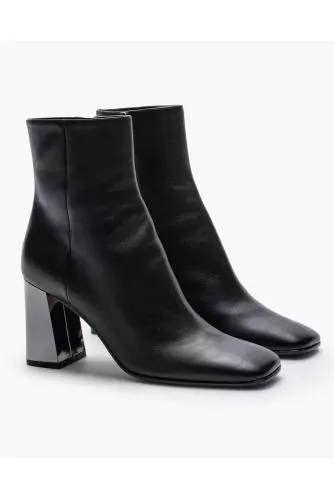 Nappa leather boots with heels and square toe 80