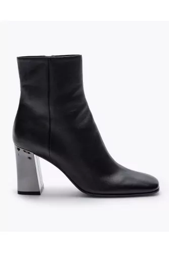 Nappa leather boots with heels and square toe 80