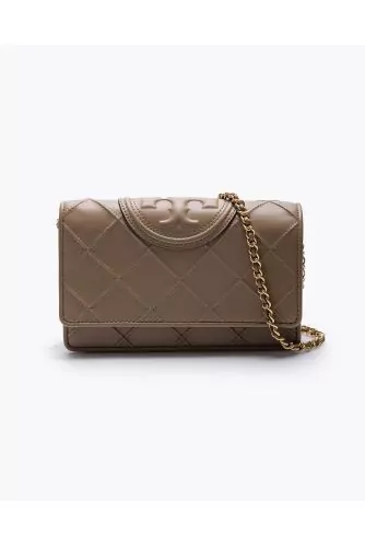 Fleming Soft Chain Wallet - Leather bag with stitched flap and chain