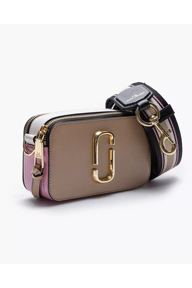 Snapshot of Marc Jacobs - Pink and beige rectangular leather bag with toile  print for women