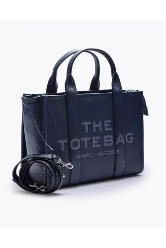 The Leather Tote Small - Grained leather tote bag with printed logo