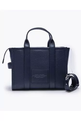 The Leather Tote Small - Grained leather tote bag with printed logo