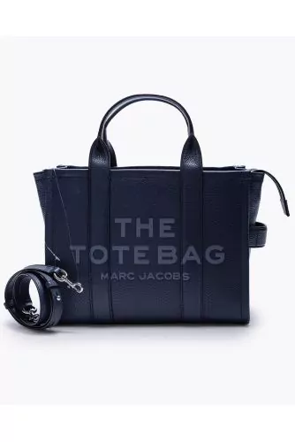 The Leather Tote Small - Grained leather tote bag with printed logo