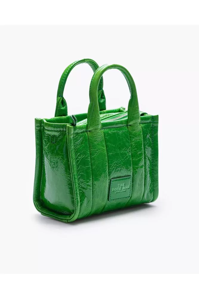 The Shiny Crinkle of Marc Jacobs - Green frowned varnished leather bag with  2 handles and shoulder strap for women