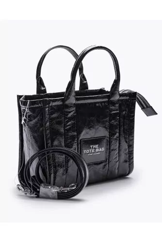 The Small Shiny Crinkle - Frowned varnished leather bag with shoulder bag